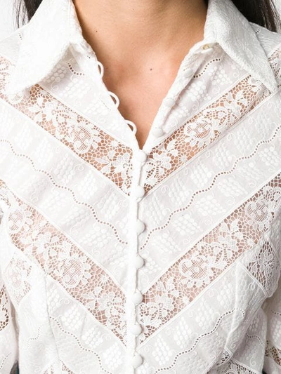 Shop Zimmermann Floral Lace Shirt In Ivory
