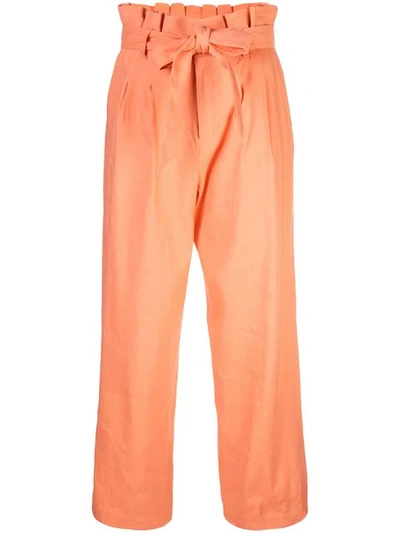 Shop Alice And Olivia Paperbag Lightweight Trousers In Orange