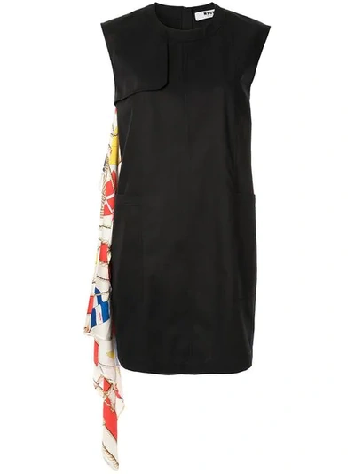 Shop Msgm Scarf Detail Dress In Black