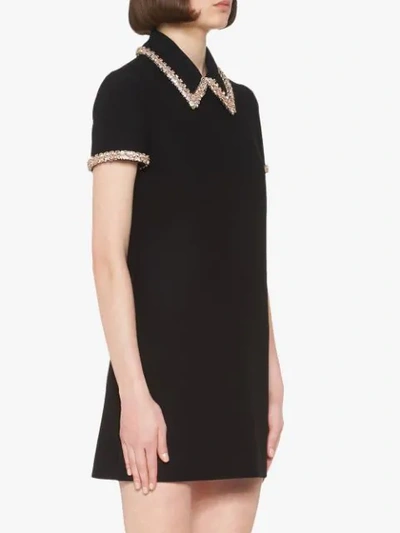 Shop Miu Miu Crystal Embellished Dress In Black