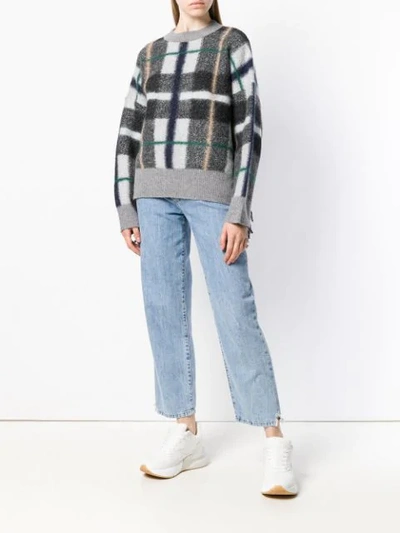 Shop Stella Mccartney Plaid Oversized Sweater In Grey