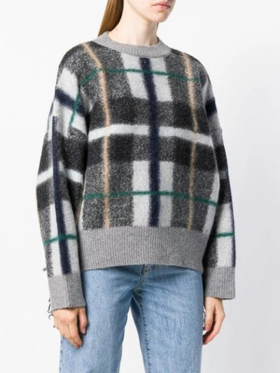 Shop Stella Mccartney Plaid Oversized Sweater In Grey