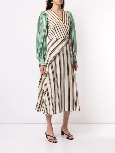 ANNA OCTOBER STRIPED WRAP DRESS - 多色