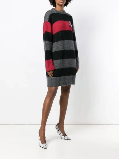 Shop Miu Miu Striped Knit Dress - Black