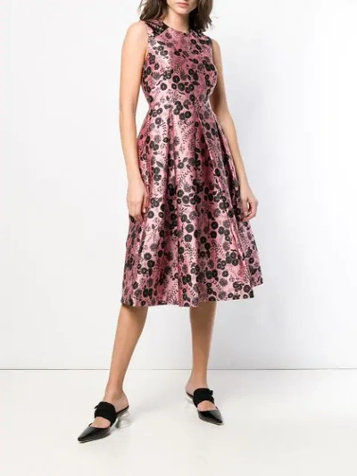 Shop Erdem Floral Flared Dress In Pink