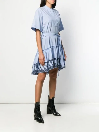 Shop Chloé Embroidered Shirt Dress In Blue