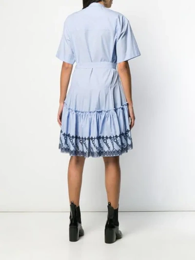 Shop Chloé Embroidered Shirt Dress In Blue