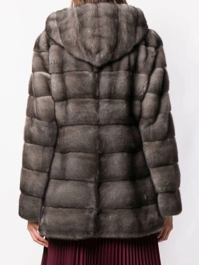 Shop Liska Valencia Hooded Coat In Grey