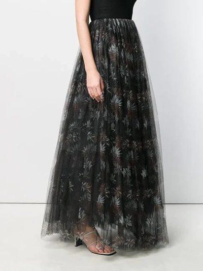 Shop Brunello Cucinelli Floral Tulle Maxi Skirt In Black