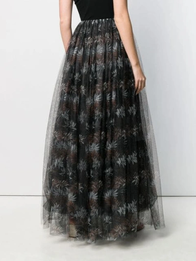 Shop Brunello Cucinelli Floral Tulle Maxi Skirt In Black