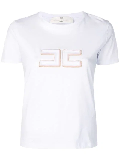 Shop Elisabetta Franchi Logo Print T In White