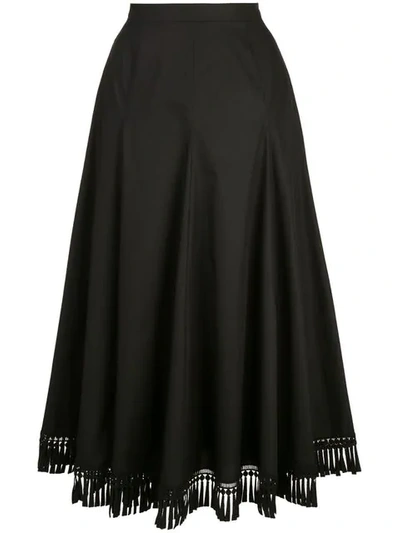 Shop Andrew Gn High Waisted Tassel Skirt In Black