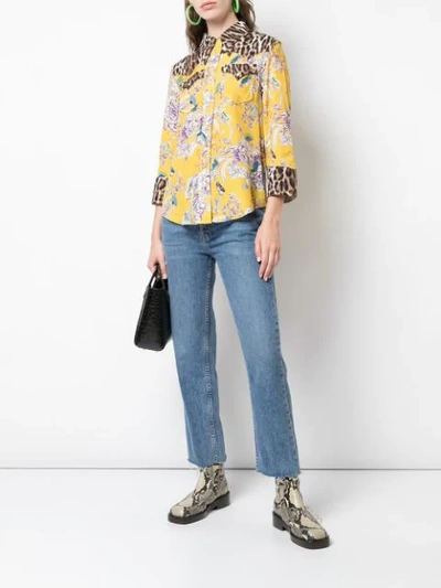 Shop R13 Floral Leopard Print Shirt In Yellow