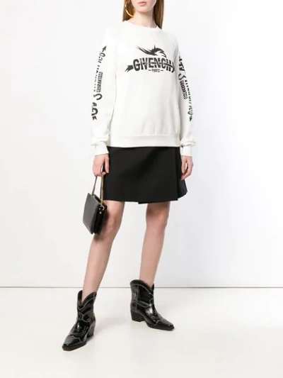 Shop Givenchy Logo Print Sweatshirt In Neutrals