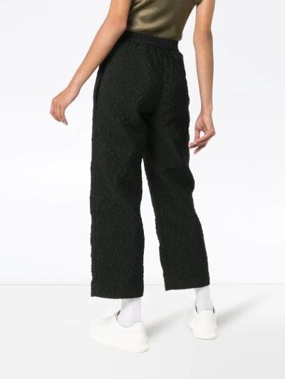 Shop Cecilie Bahnsen Textured Floral Cropped Trousers In Black