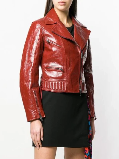 Shop Givenchy Varnished Biker Jacket In Red