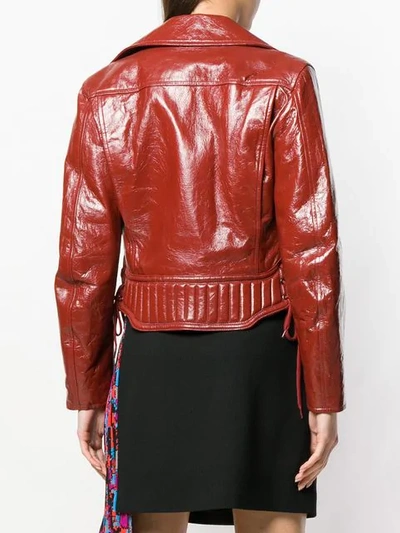 Shop Givenchy Varnished Biker Jacket In Red