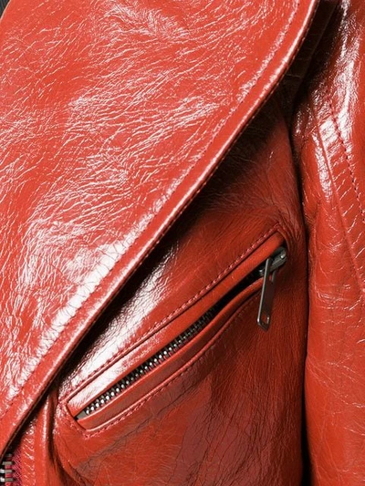 Shop Givenchy Varnished Biker Jacket In Red