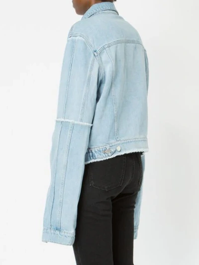 Shop Rokh Short Denim Jacket In Blue