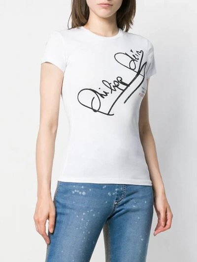 Shop Philipp Plein Logo T-shirt In White