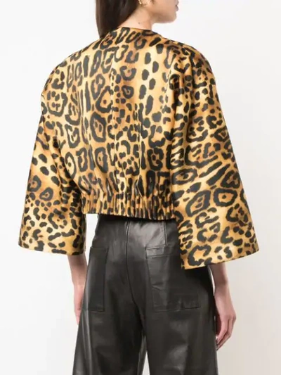 Shop Adam Lippes Cropped Printed Jacket In Orange