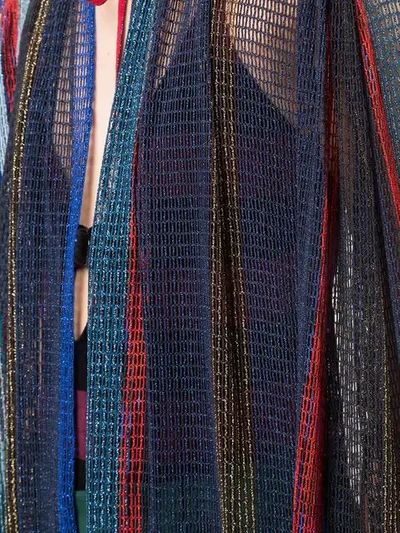 Shop Missoni Mesh Knit Hooded Cape In Blue