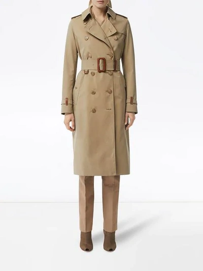 Shop Burberry Gabardine Trench Coat In Neutrals