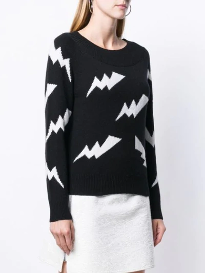 Shop P.a.r.o.s.h Intarsia Lightning Sweater In Black