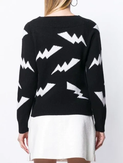Shop P.a.r.o.s.h Intarsia Lightning Sweater In Black