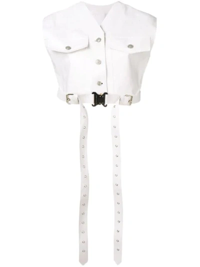 Shop Mackintosh 1017 Alyx 9sm White Bonded Cotton Cropped Vest