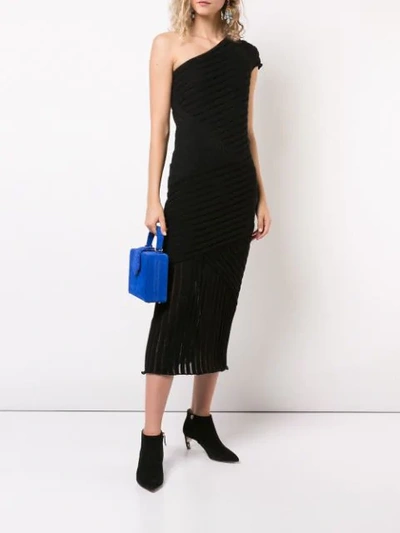Valery Kovalska Ribbed One Shoulder Dress In Black