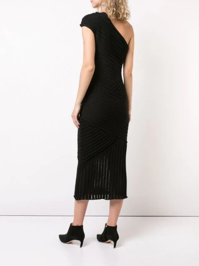 Shop Valery Kovalska Ribbed One Shoulder Dress In Black