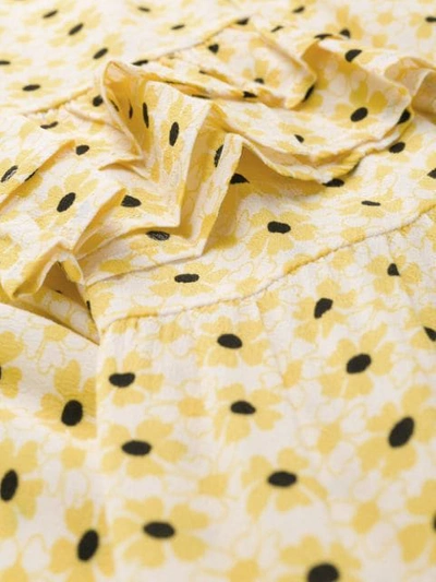 Shop Ganni Floral Print Shirt Dress In Yellow