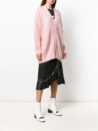 Shop Miu Miu Rhinestone Embellished Cardigan - Pink