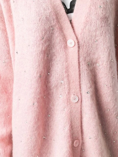 Shop Miu Miu Rhinestone Embellished Cardigan - Pink