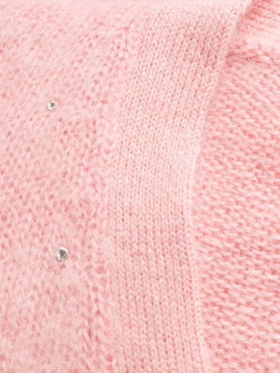 Shop Miu Miu Rhinestone Embellished Cardigan - Pink