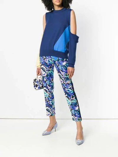 Shop Emilio Pucci Abstract Print Cropped Trousers - Blue
