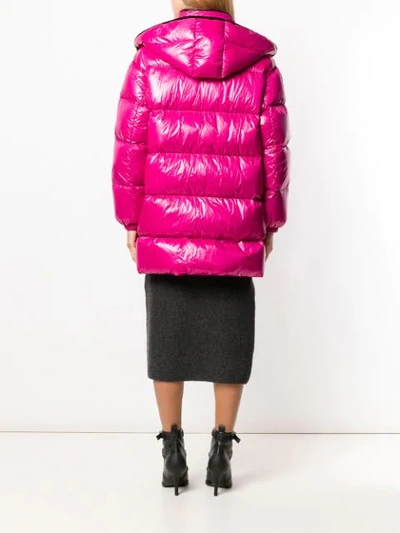 Shop Red Valentino Red(v) Maxi Hooded Puffer Jacket In Pink