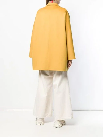 Shop Alberto Biani Double Breasted Oversized Coat In Yellow