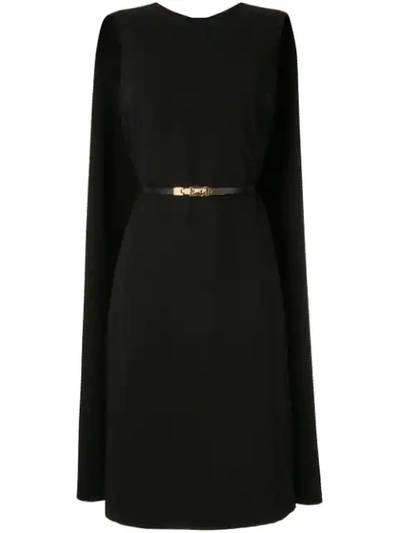 Shop Ralph Lauren Formal Dress With Cape In Black