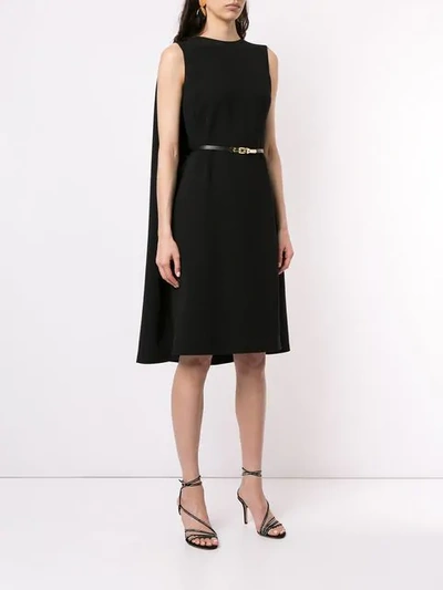 Shop Ralph Lauren Formal Dress With Cape In Black