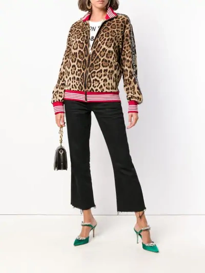 Shop Dolce & Gabbana Leopard Print Logo Jacket In Neutrals