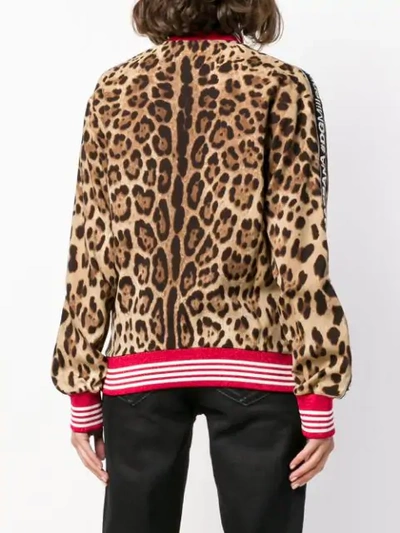 Shop Dolce & Gabbana Leopard Print Logo Jacket In Neutrals