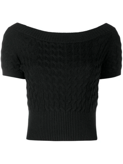 Shop Alexander Mcqueen Cropped Knitted Top In Black