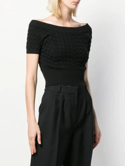 Shop Alexander Mcqueen Cropped Knitted Top In Black