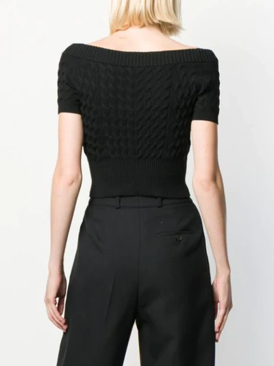 Shop Alexander Mcqueen Cropped Knitted Top In Black