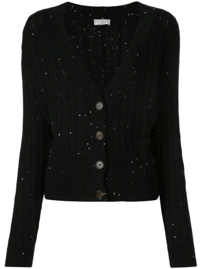 Shop Brunello Cucinelli Cable Knit Cardigan In Black