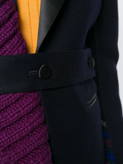Shop Sacai Asymmetric Belted Jacket - Blue