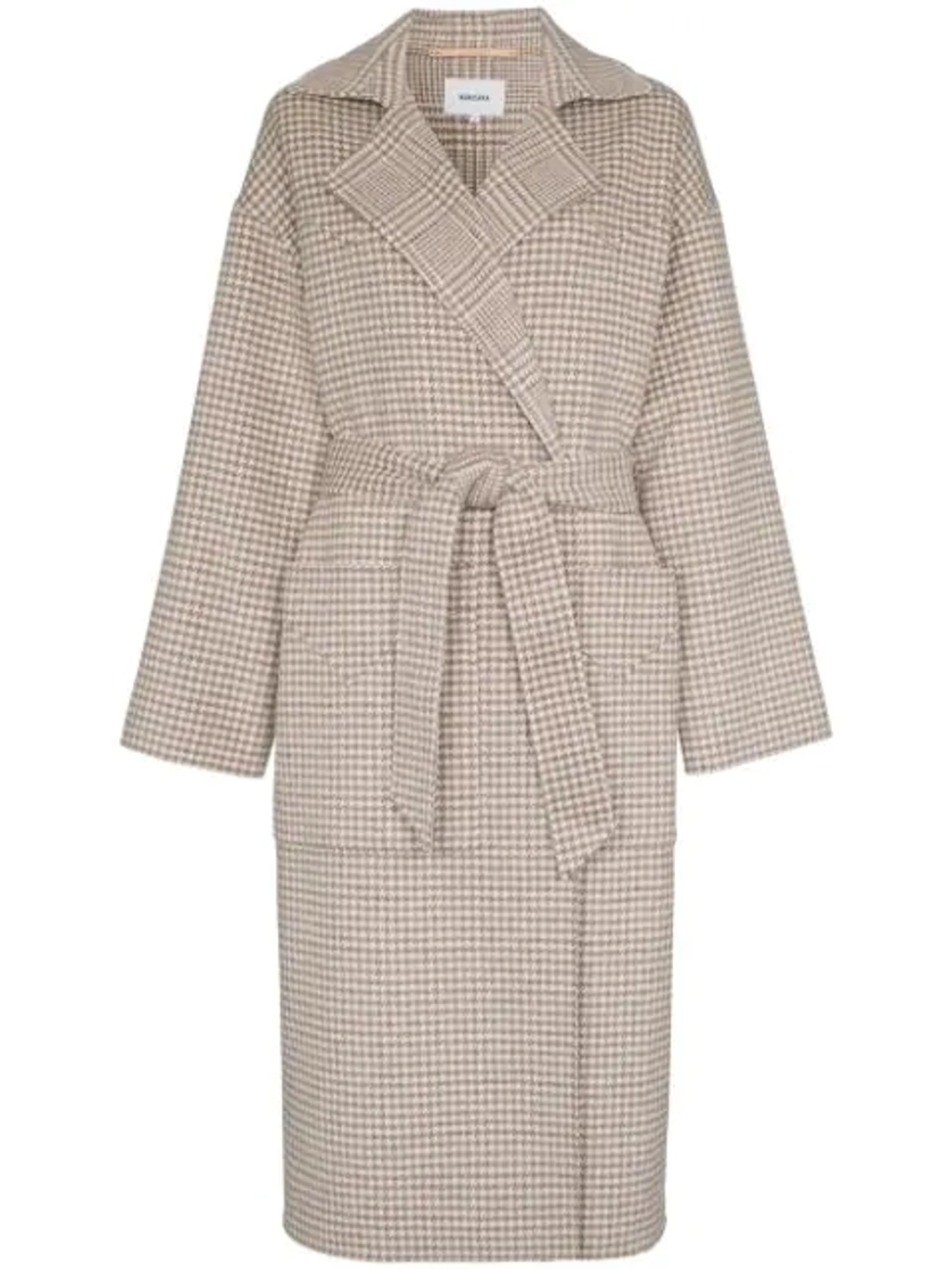 Nanushka Alamo Houndstooth Wool blend Coat In Grey ModeSens