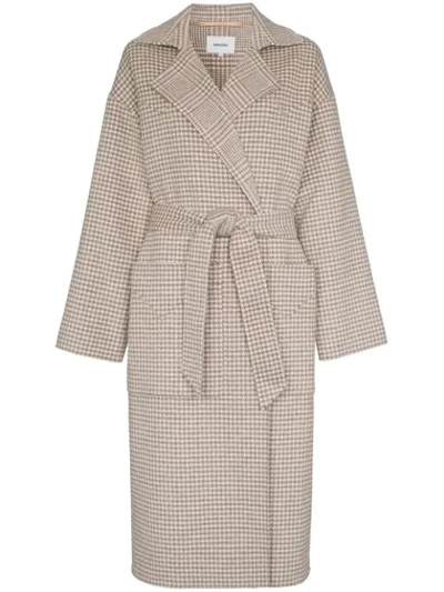 Shop Nanushka Alamo Dogtooth Wool And Silk In Grey